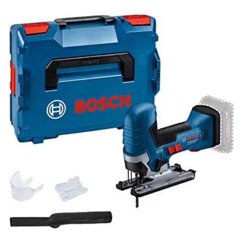 Bosch Professional 18V System Akku-Stichsäge GST 18V-125 S (ideal für Kurven- und Abschnitte, SDS-Sägeblatthalter, inkl. 1x Stichsägeblatt, Absaug-Set)